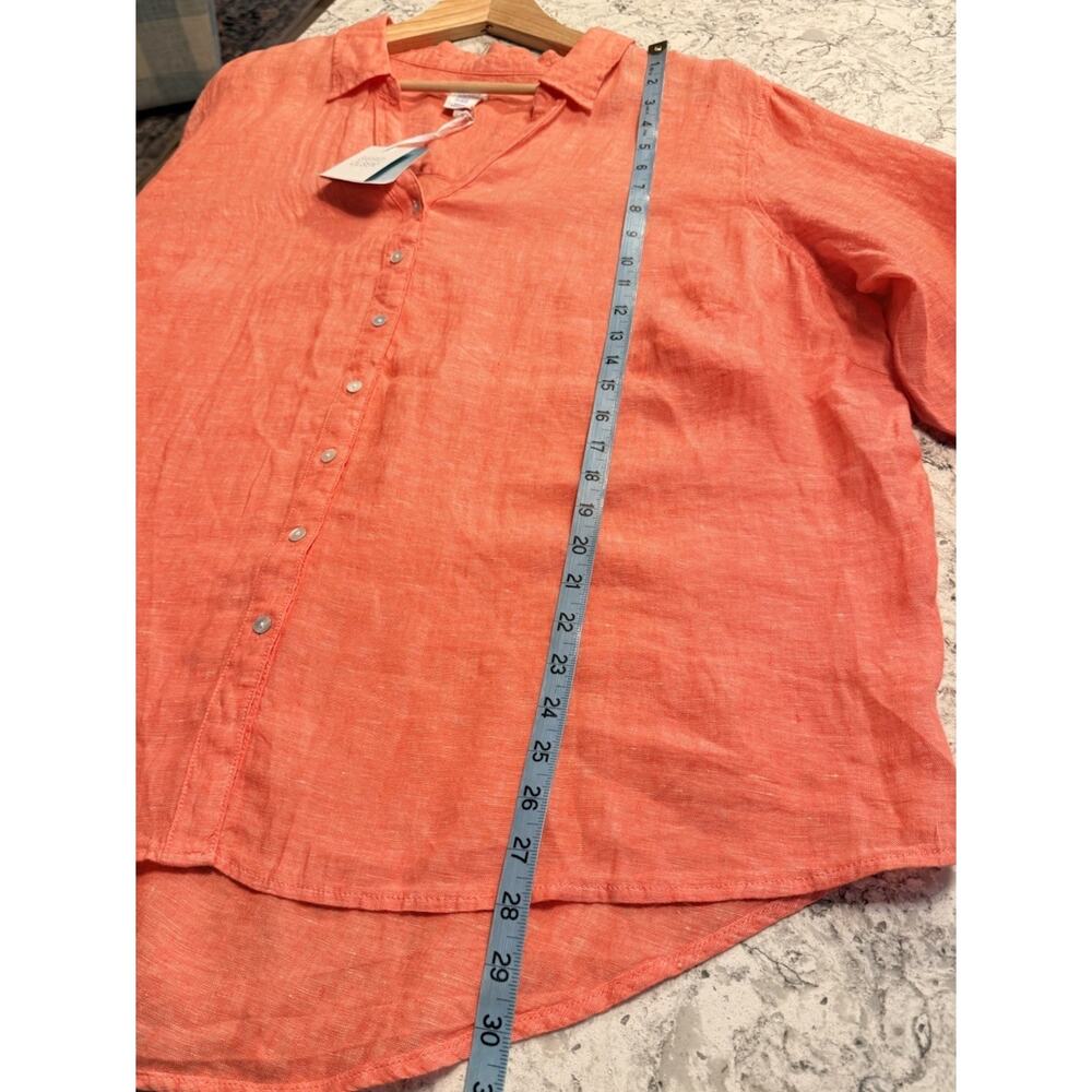 Sigrid Olsen Linen Blouse Plus Size 3X NWT Roll Tab Sleeve Button Front - Picture 10 of 10